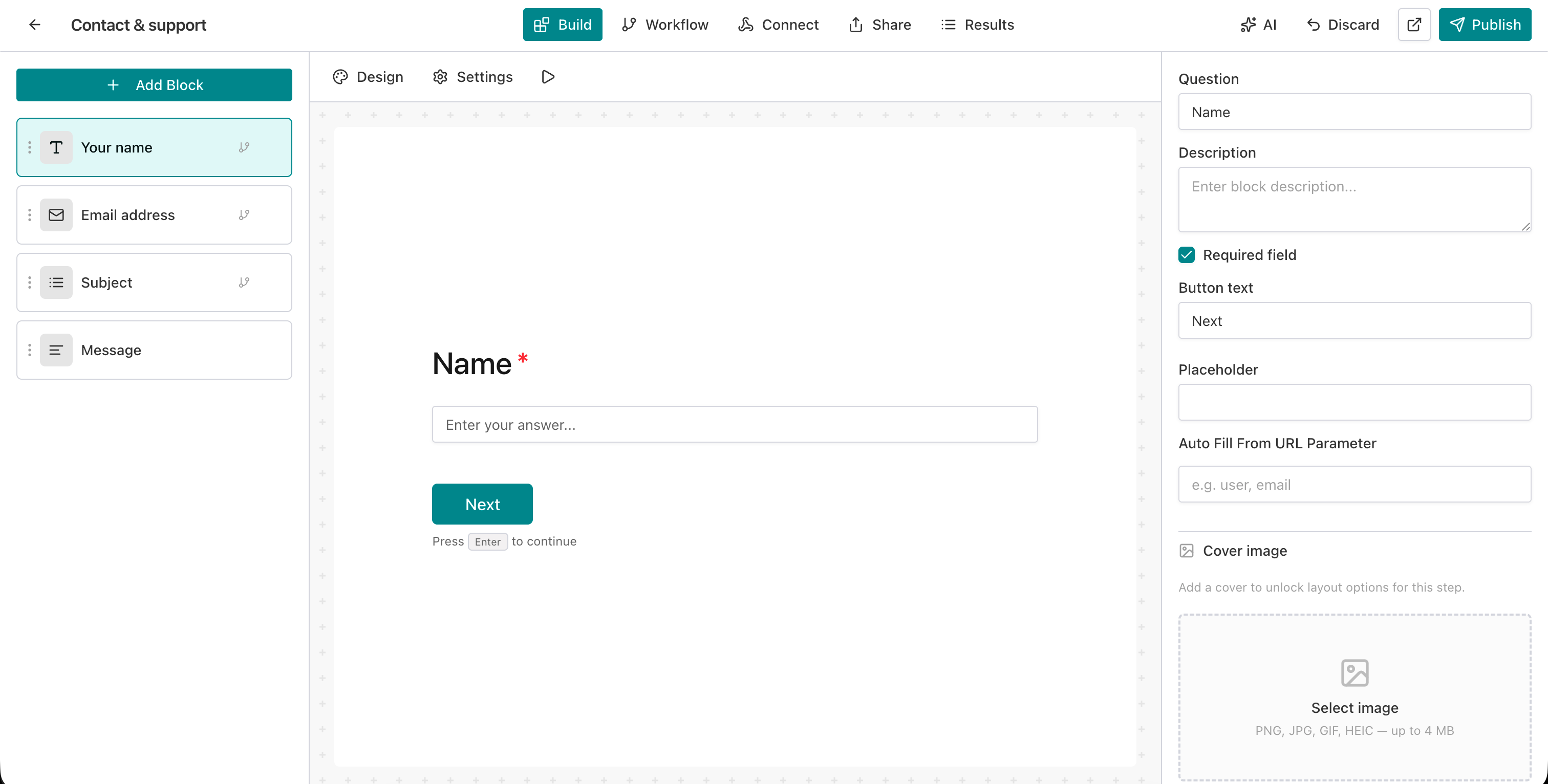 AntForms form editor with Build tab active