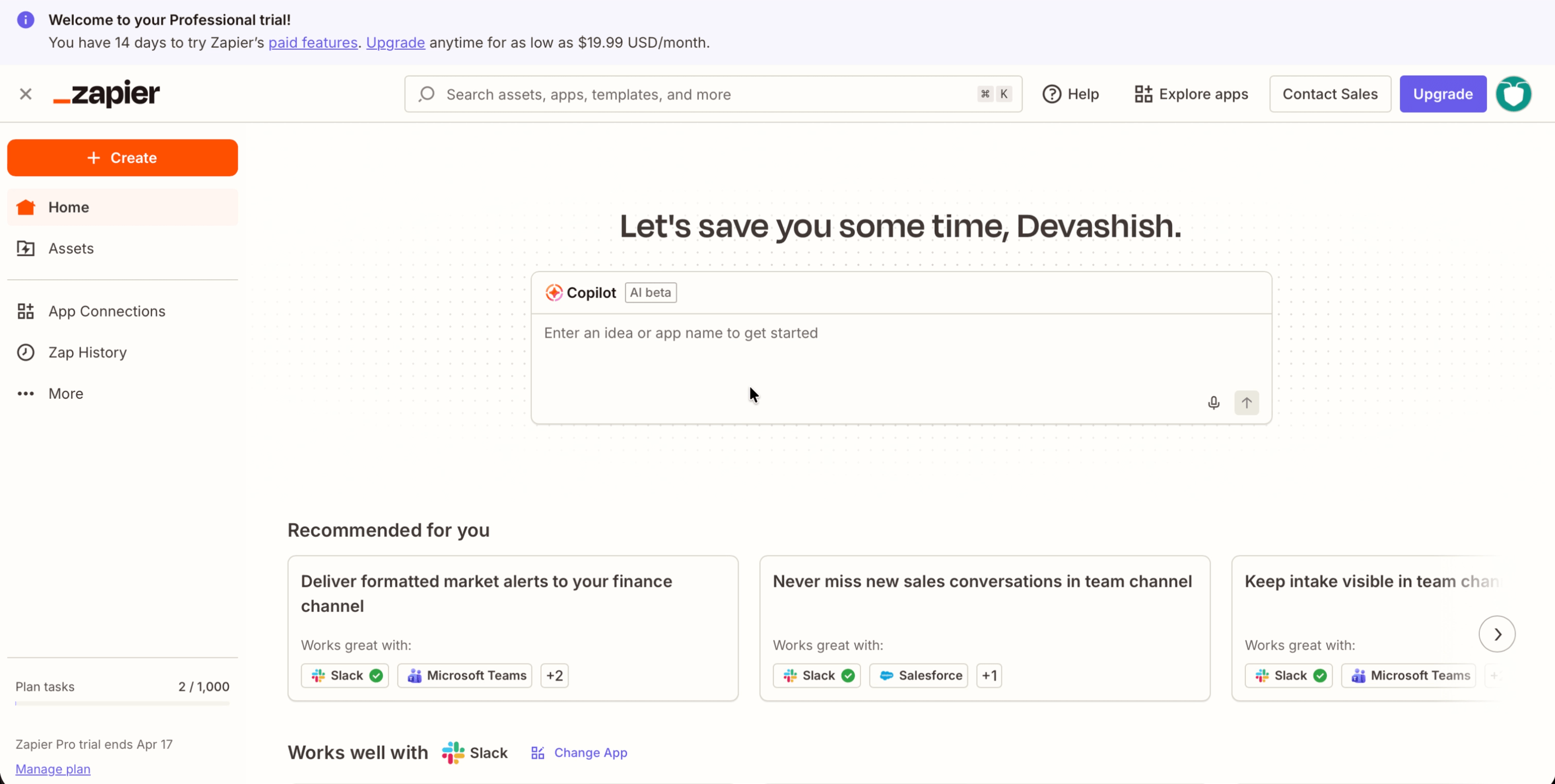 Allow Zapier to access your AntForms Account page showing API Key required input field with Yes Continue to AntForms button